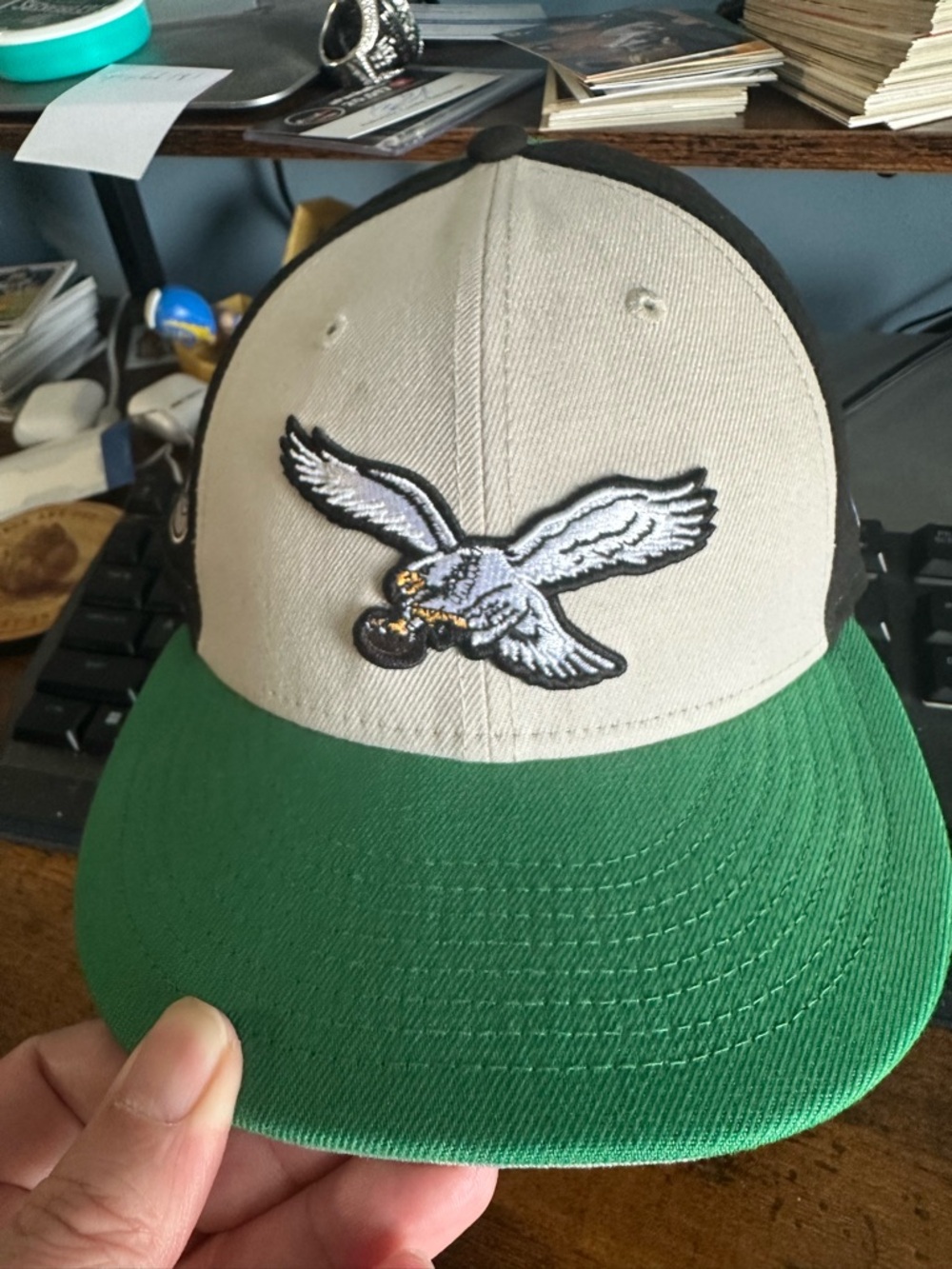 New Era Beige, Black and Green Philadelphia Eagles hat